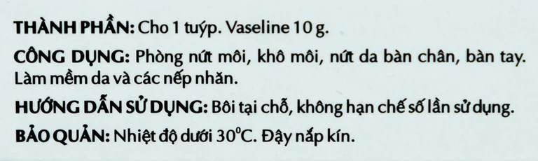 Kem Vaseline Pure OPC phòng nứt môi, khô môi, nứt da bàn chân, bàn tay (10g)