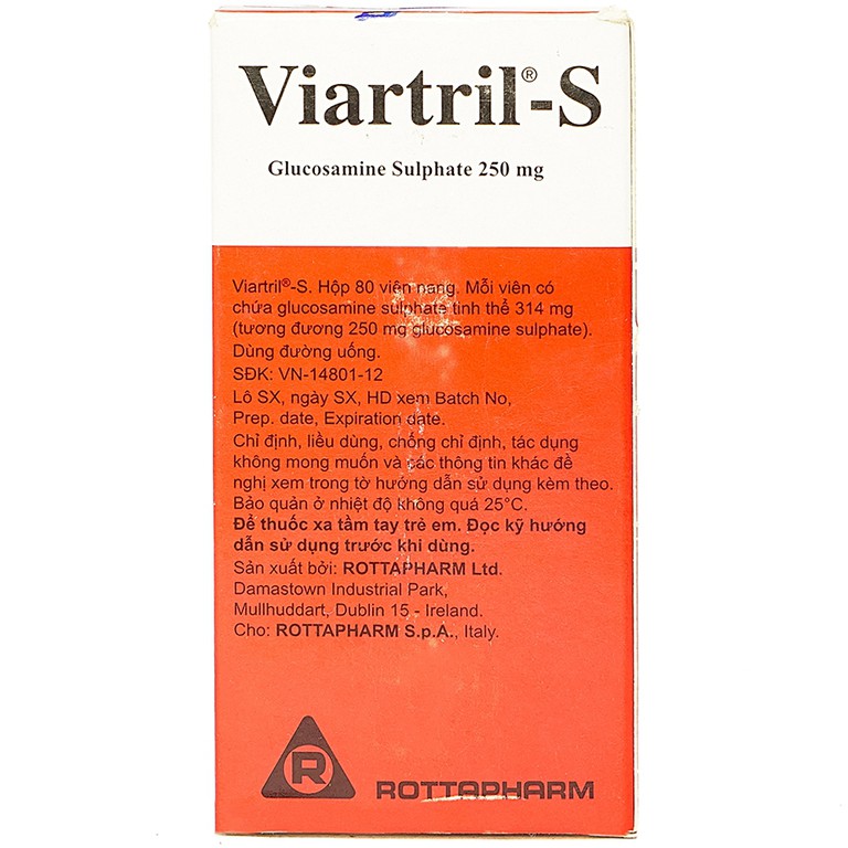 Thuốc Viartril-S 250mg Rottapharm giảm triệu chứng thoái hóa khớp (80 viên)