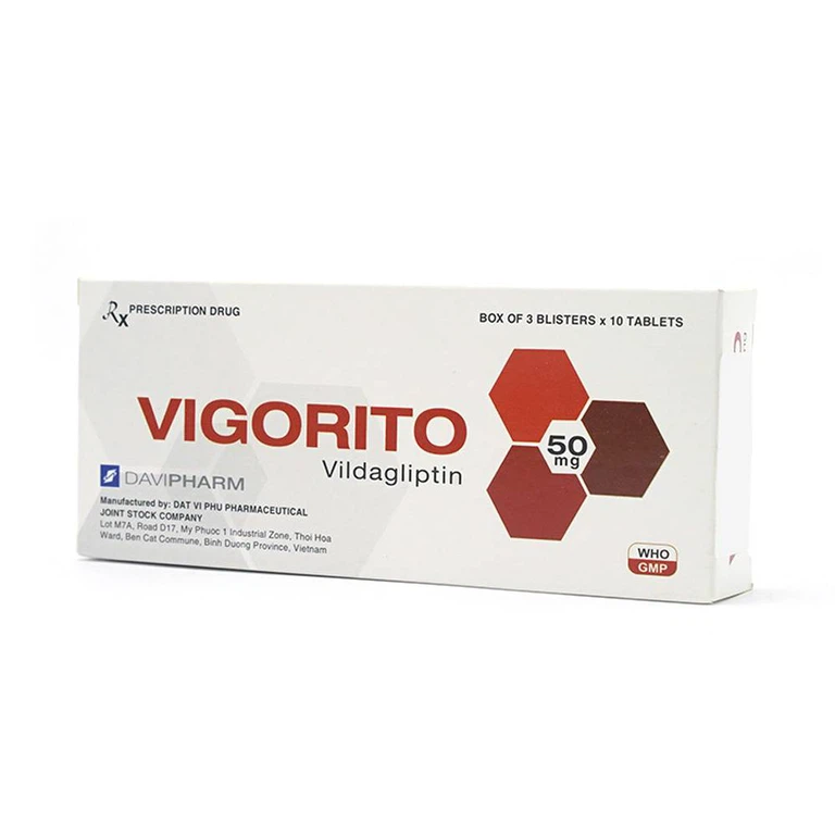Thuốc Vigorito Davipharm kiểm soát đường huyết ở bệnh đái tháo đường típ 2 (3 vỉ x 10 viên) 