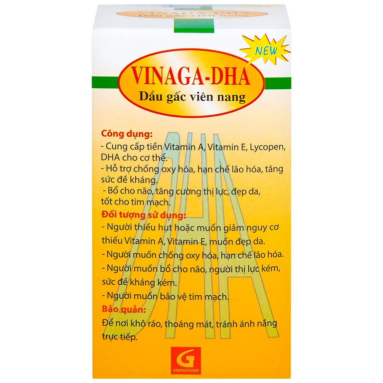 Dầu gấc viên nang Vinaga giúp tăng cường chống oxy hóa (100 viên)
