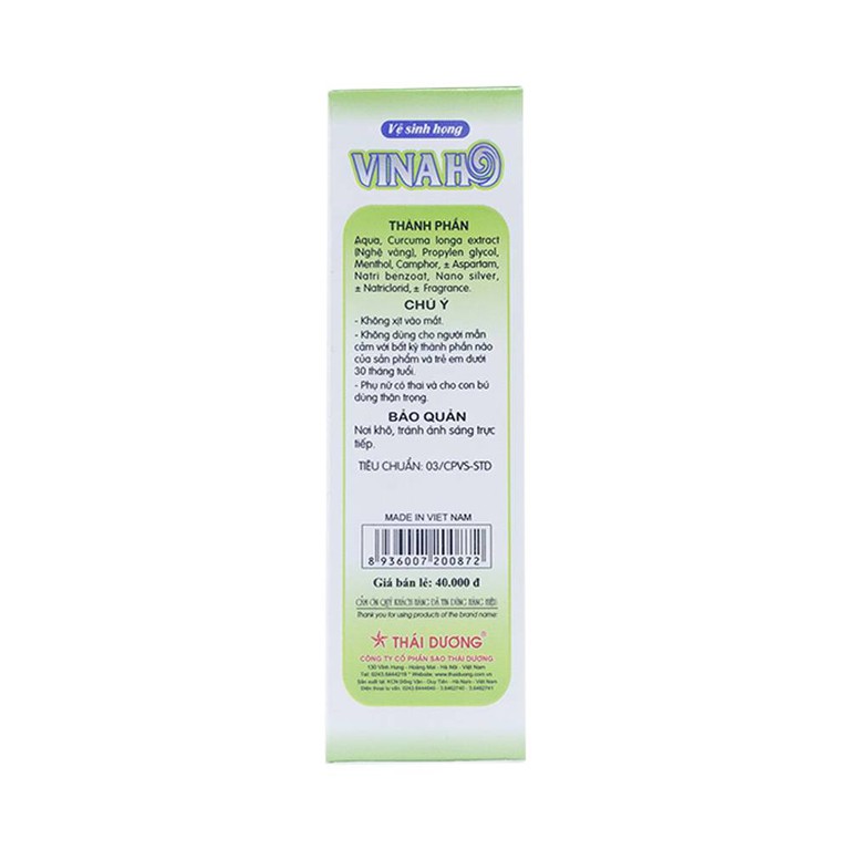 Viên uống Vinaho Thái Dương bổ phế, hỗ trợ làm giảm các chứng ho (20ml)