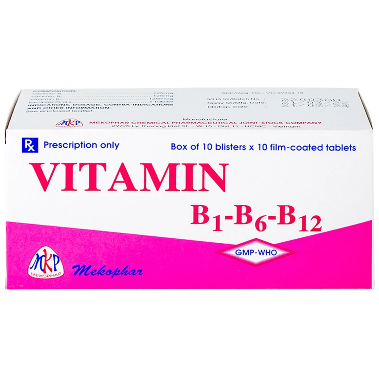 Thuốc Vitamin B1 - B6 - B12 Mekophar điều trị thiếu hụt Vitamin nhóm B (10 vỉ x 10 viên)