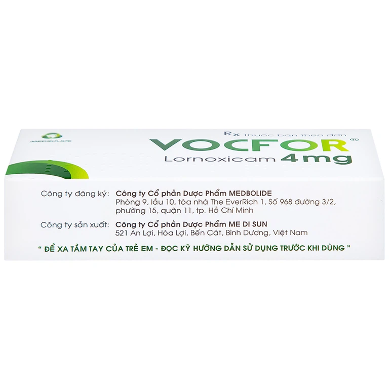 Thuốc Vocfor 4mg Medisun điều trị đau sau phẫu thuật (3 vỉ x 10 viên)