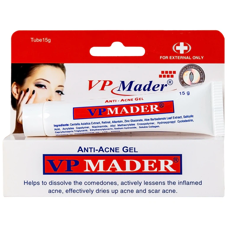 Gel VP Mader 15g Gamma làm khô và hỗ trợ trị các loại mụn bọc, mụn mủ, mụn đầu đen