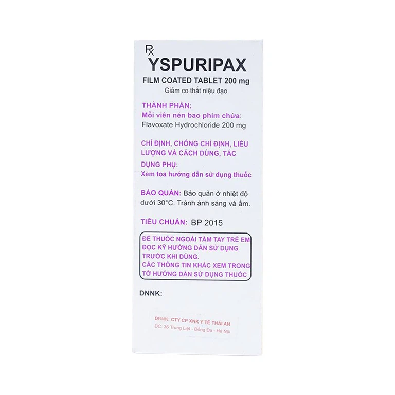 Thuốc YSPuripax giảm chứng tiểu khó, đau trên khớp mu bàng quang (10 vỉ x 10 viên) 