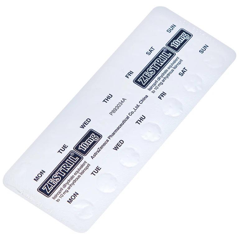 Thuốc Zestril 10mg AstraZeneca điều trị tăng huyết áp, suy tim (2 vỉ x 14 viên)