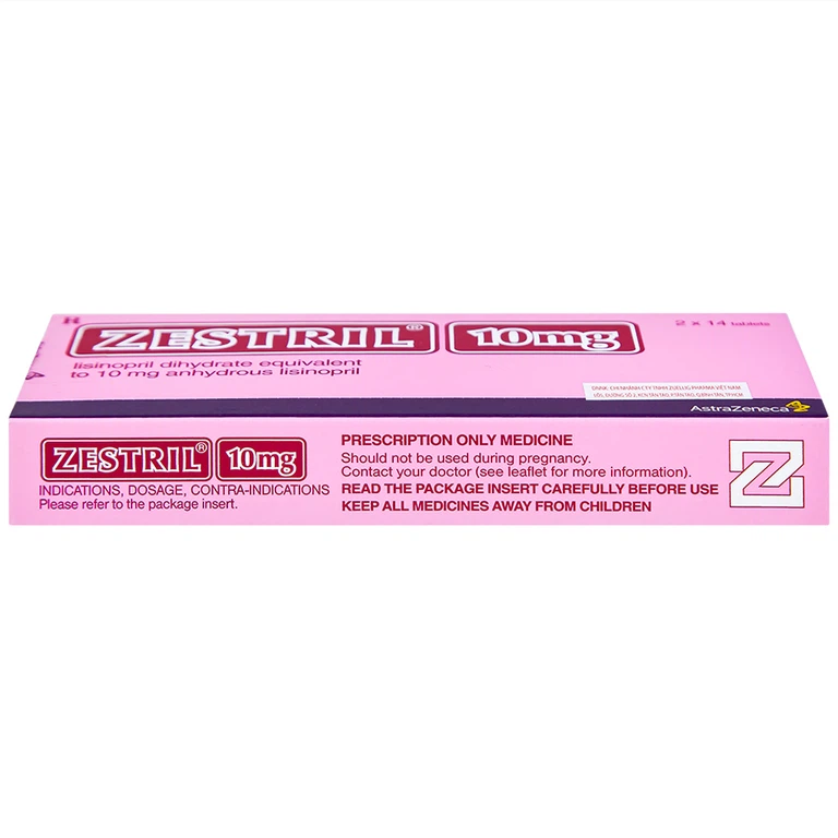 Thuốc Zestril 10mg AstraZeneca điều trị tăng huyết áp, suy tim (2 vỉ x 14 viên)