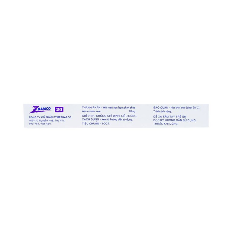 Thuốc Zoamco 20 Pymepharco điều trị rối loạn lipid máu (2 vỉ x 15 viên)