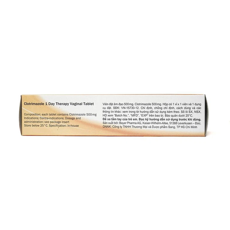 Viên đặt âm đạo Canesten 500mg Bayer hỗ trợ điều trị viêm âm đạo (1 viên)