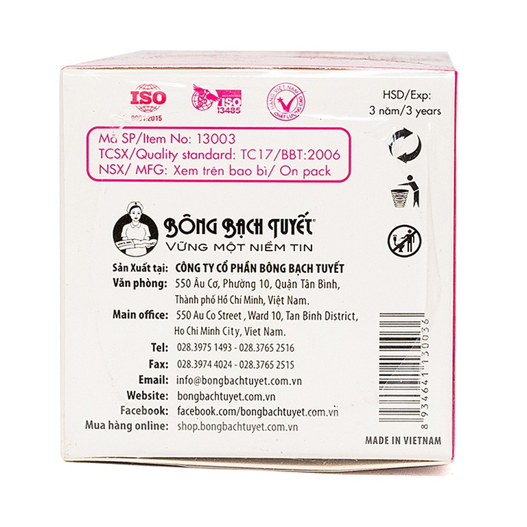 Bông tẩy trang Merilynn Bạch Tuyết mịn, thấm hút tốt, dễ dàng tách lớp (60 miếng)