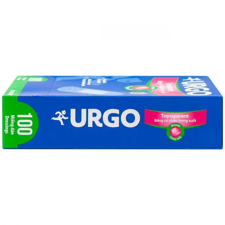 Băng cá nhân trong suốt Urgo Transparent 2cm x 7.2cm bảo vệ vết thương nhỏ, vết trầy xước (100 miếng)