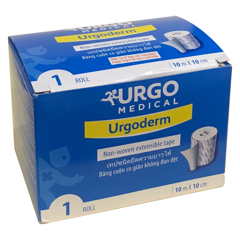 Băng cuộn co giãn không đan dệt Urgoderm size 10cm x 10m đảm bảo cố định chắc chắn bông gạc và các y cụ