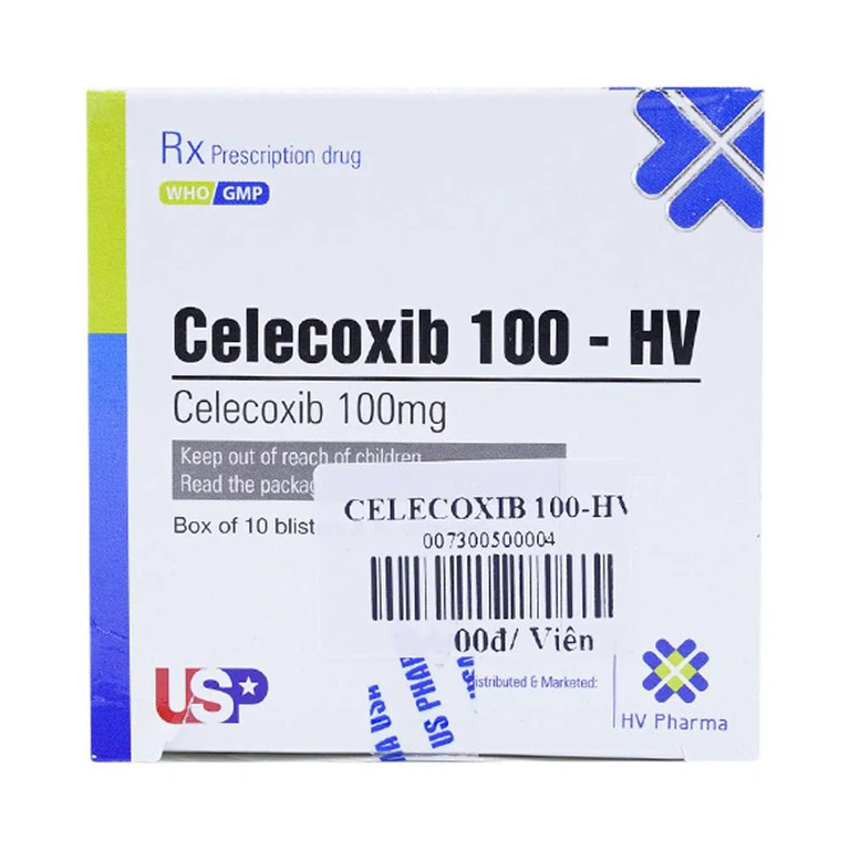 Thuốc Celecoxib 100 - HV USP giảm đau, hạ sốt, kháng viêm (10 vỉ x 10 viên)