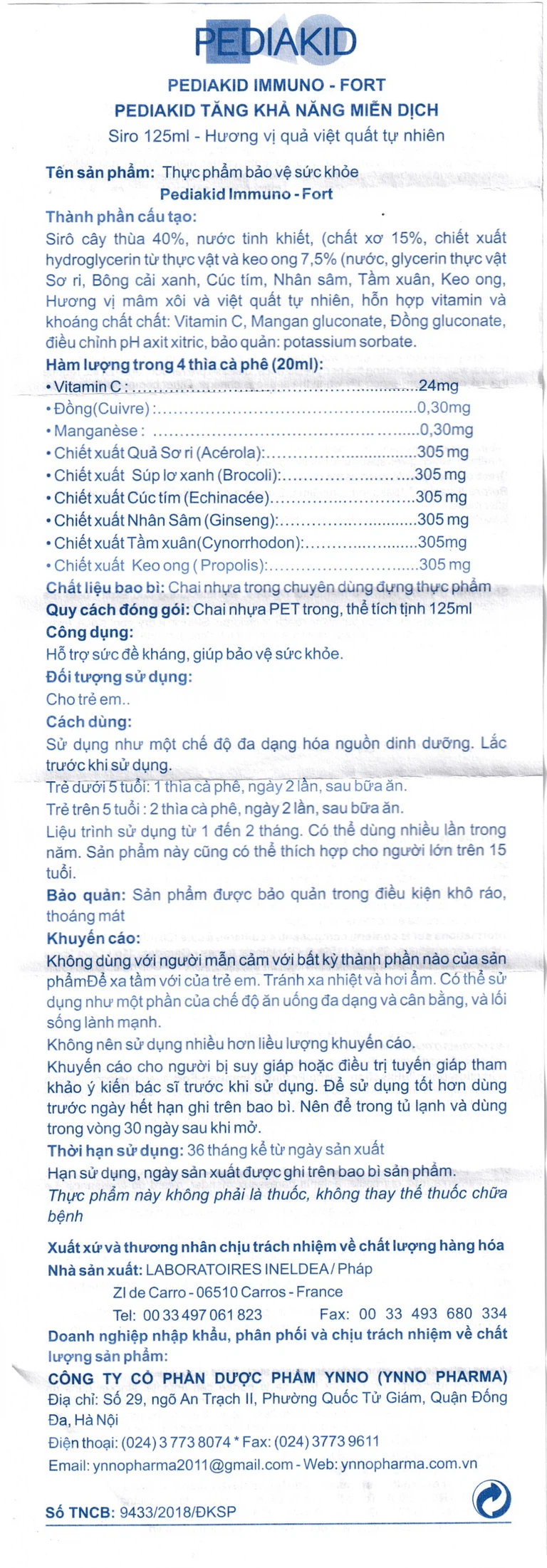 Siro Pediakid Immuno-Fort hỗ trợ tăng đề kháng, giúp bảo vệ sức khỏe (125ml)