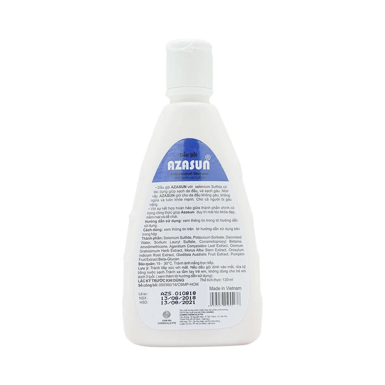 Dầu gội Azasun Gamma giúp sạch gàu cho da đầu hết ngứa (120ml)