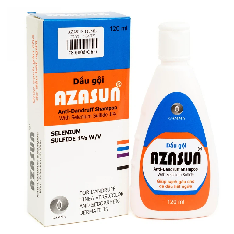 Dầu gội Azasun Gamma giúp sạch gàu cho da đầu hết ngứa (120ml)