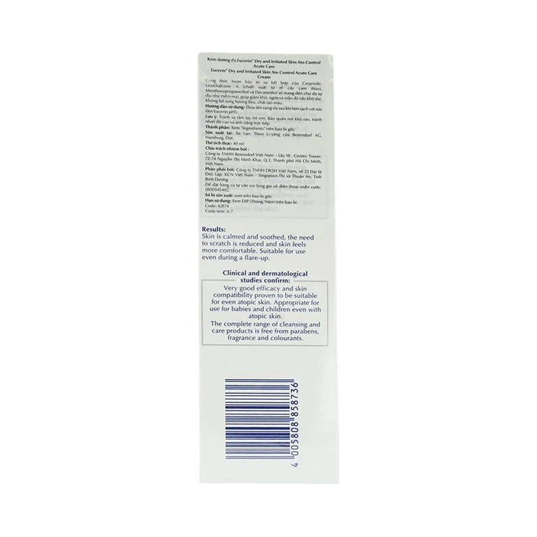 Kem dưỡng da mặt Eucerin AtoControl Acute Care Cream giảm khô, ngứa và mẩn đỏ (40ml)