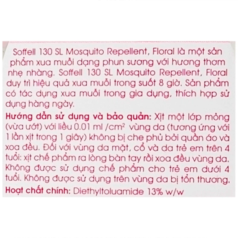 Xịt xua muỗi Soffell hương hoa giúp chống muỗi trong suốt 8 giờ (80ml)