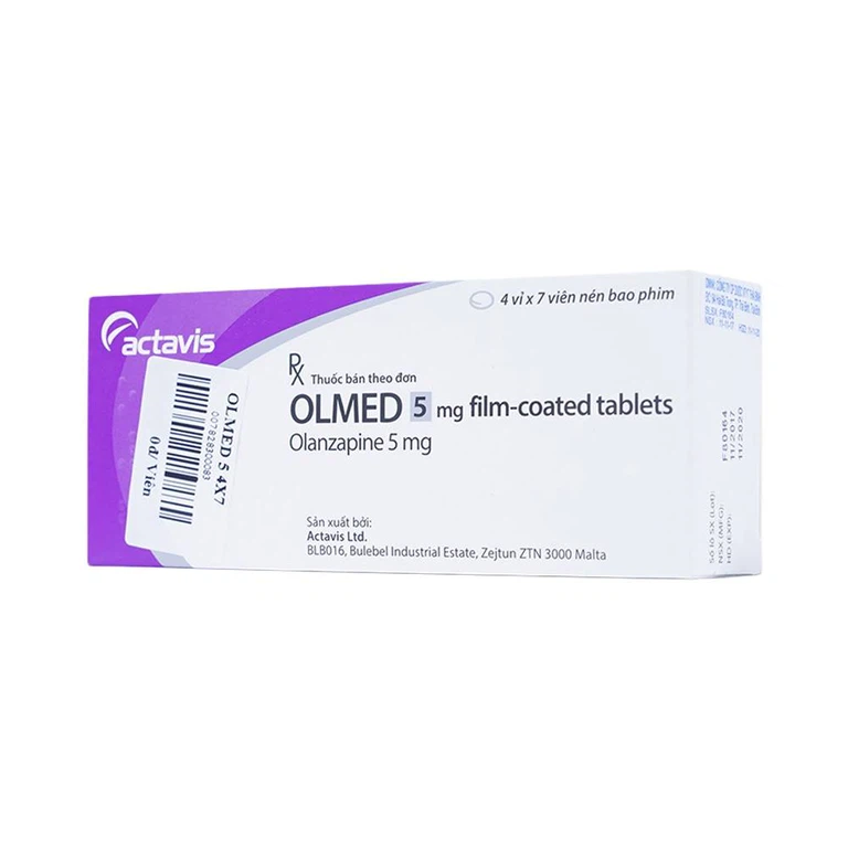Viên nén Olmed 5mg Actavis điều trị bệnh tâm thần phân liệt (4 vỉ x 7 viên)