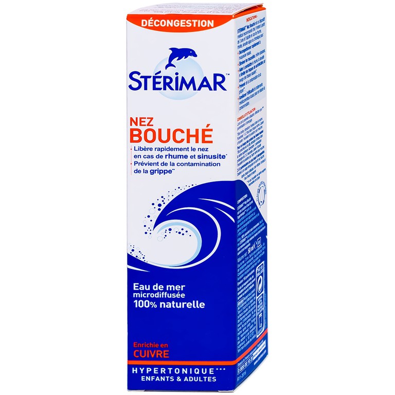 Dung dịch xịt mũi Stérimar Nez Bouché Blocked Nose 50ml làm sạch, loại bỏ bụi bẩn dành cho trẻ từ 3 tuổi - người lớn