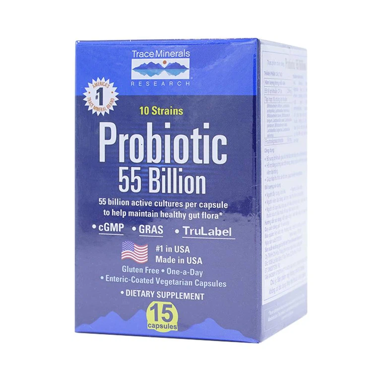 Viên uống Probiotic 55 Billion bỗ sung lợi khuẩn giúp duy trì sức khỏe hệ đường ruột (15 viên)