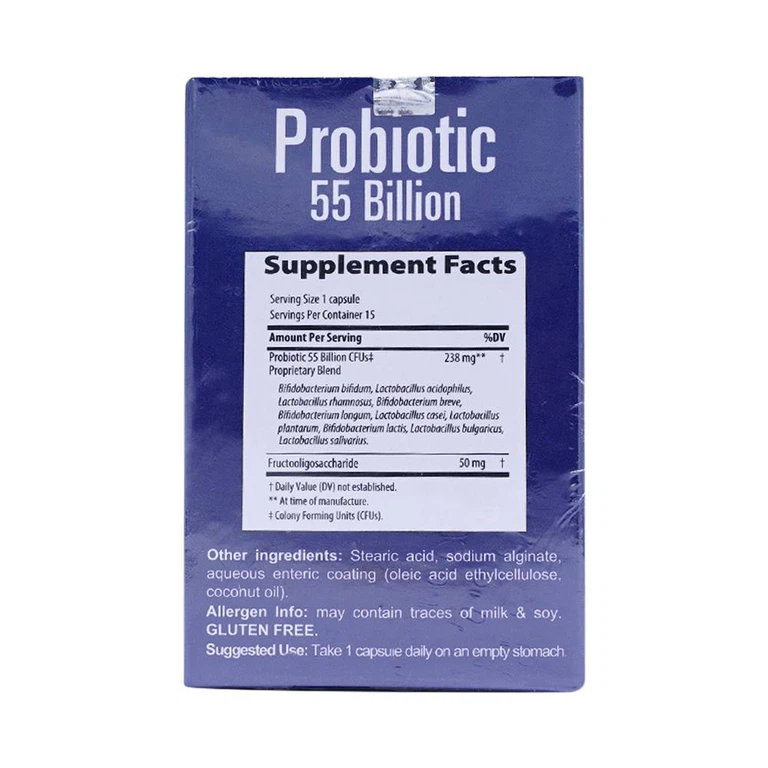 Viên uống Probiotic 55 Billion bỗ sung lợi khuẩn giúp duy trì sức khỏe hệ đường ruột (15 viên)