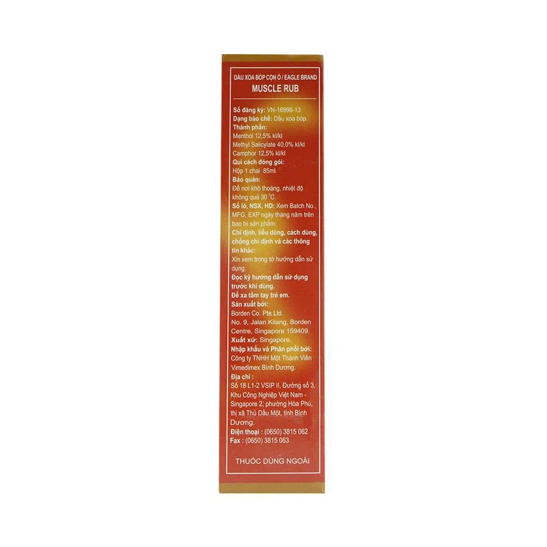 Dầu xoa bóp Con Ó Eagle Brand Muscle Rub giảm đau lưng, viêm khớp, bong gân (85ml)