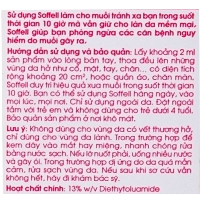 Kem xua muỗi Soffell hương hoa giúp chống muỗi trong suốt 10 giờ (60ml)