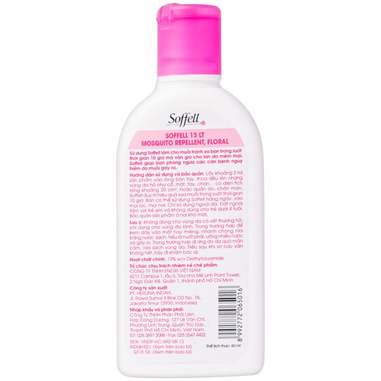 Kem xua muỗi Soffell hương hoa giúp chống muỗi trong suốt 10 giờ (60ml)