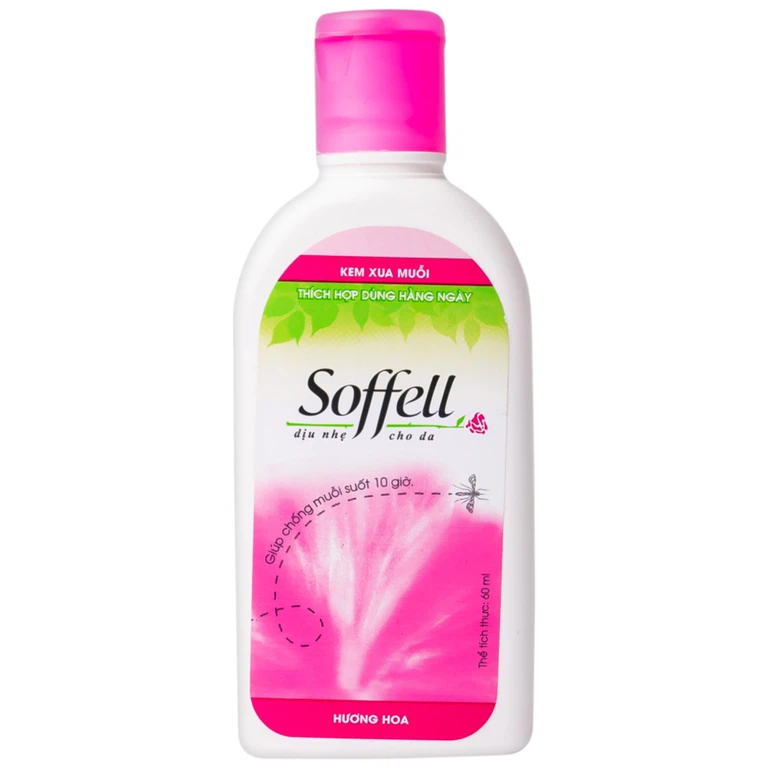 Kem xua muỗi Soffell hương hoa giúp chống muỗi trong suốt 10 giờ (60ml)