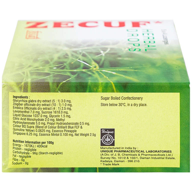 Viên ngậm Zecuf Herbal Drops giúp ấm họng, nhuận phế, hỗ trợ giảm triệu chứng ho (5 vỉ x 4 viên)