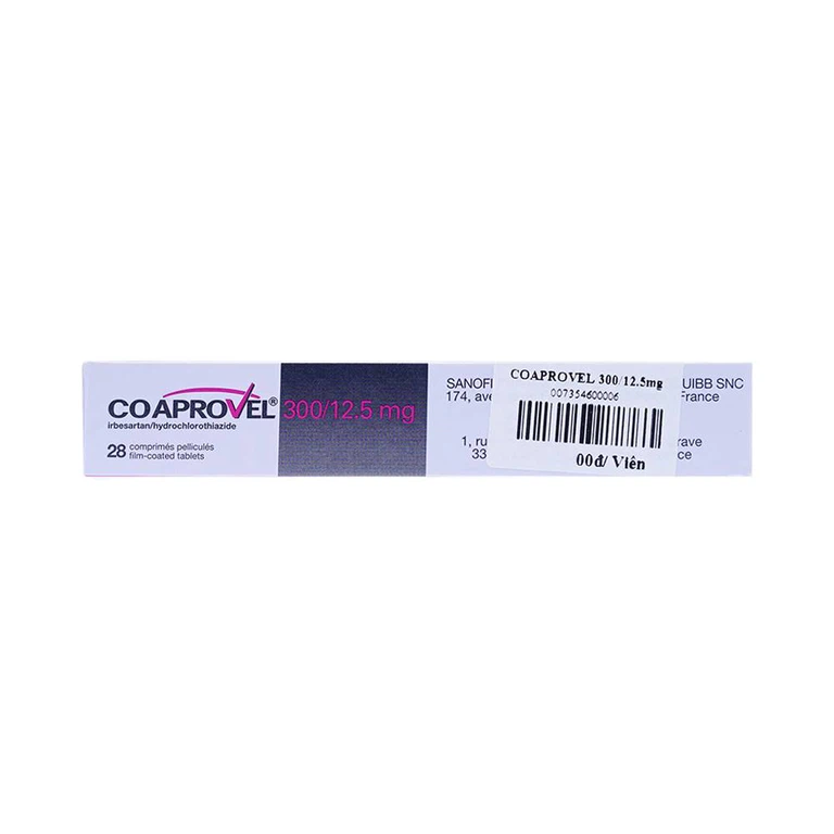 Thuốc Coaprovel 300mg/12.5mg Sanofi điều trị tăng huyết áp nguyên phát (2 vỉ x 14 viên)