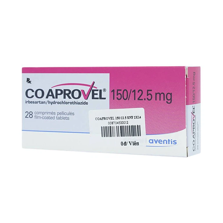 Thuốc Coaprovel 150mg/12.5mg Sanofi điều trị tăng huyết áp nguyên phát (2 vỉ x 14 viên)