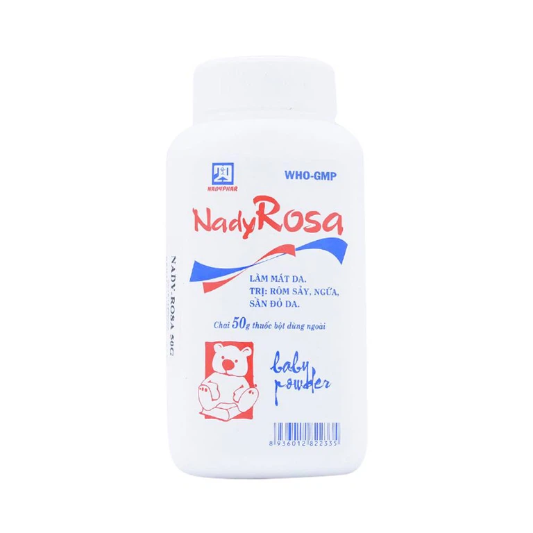 Phấn thoa da NadyRosa Nadyphar hỗ trợ điều trị rôm sảy, ngứa, sần đỏ da (50g)