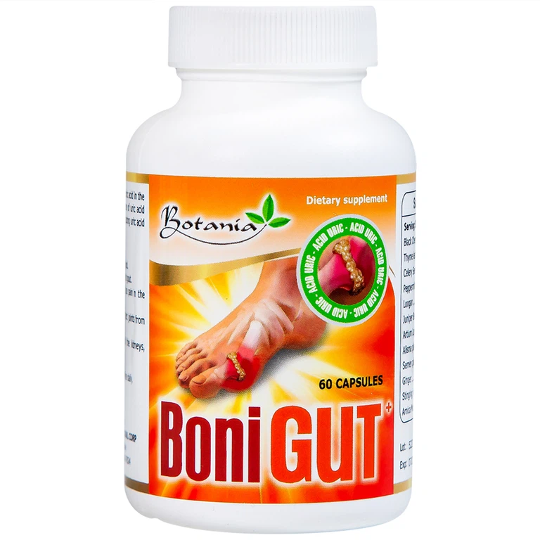 Viên uống BoniGut Botania giảm nồng độ acid uric trong máu, hỗ trợ điều trị bệnh gout (60 viên)
