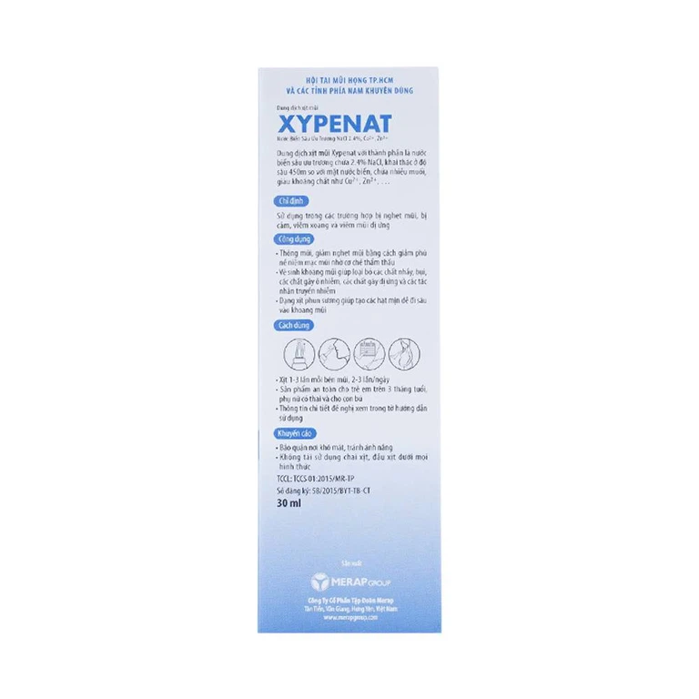 Dung dịch xịt mũi Xypenat 30ml dùng trong nghẹt mũi, bị cảm, viêm xoang, viêm mũi dị ứng