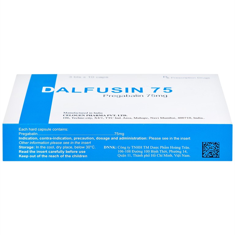 Thuốc Dalfusin 75 Celogen điều trị đau thần kinh, hỗ trợ điều trị động kinh (3 vỉ x 10 viên)