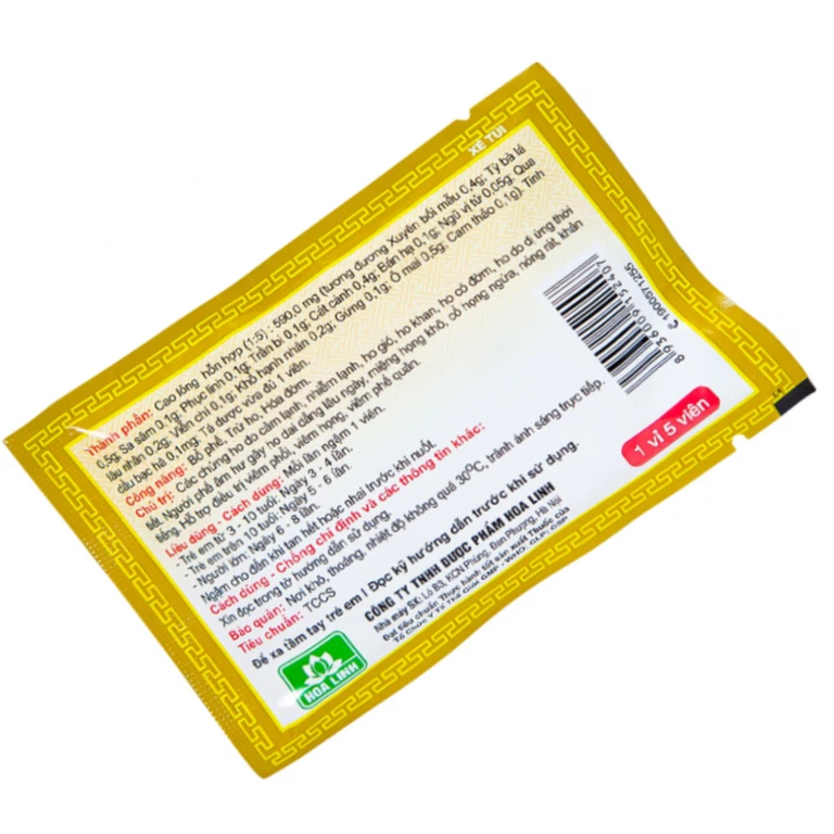 Viên ngậm Bảo Thanh Hoa Linh không đường - bổ phế, trừ ho, hóa đờm (20 vỉ x 5 viên)