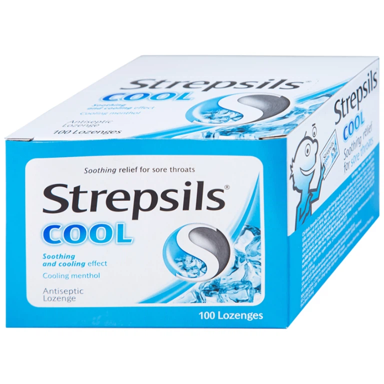 Viên ngậm Strepsils Cool Reckitt Benckiser giảm đau họng (50 gói x 2 viên)
