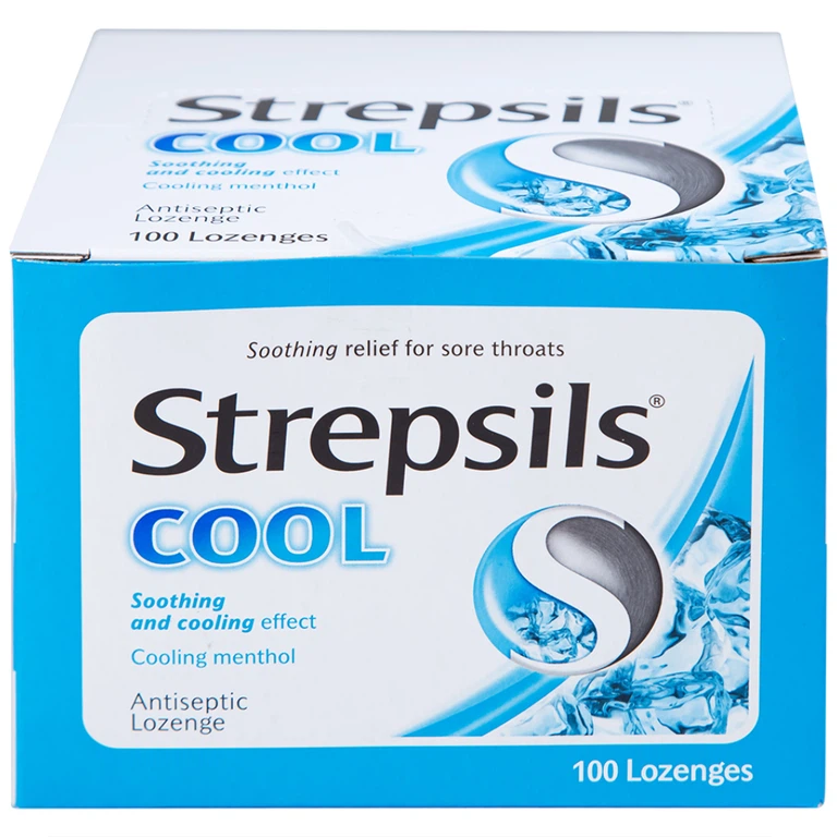Viên ngậm Strepsils Cool Reckitt Benckiser giảm đau họng (50 gói x 2 viên)