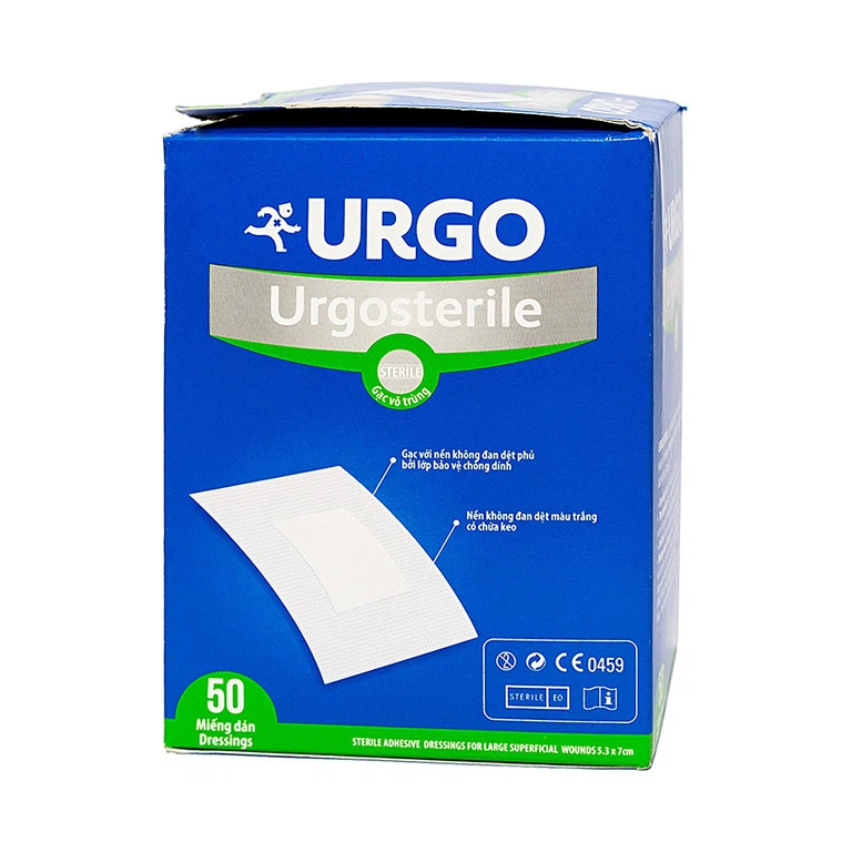 Băng dán có gạc Urgosterile size 5.3cm x 7cm băng các vết thương do phẫu thuật, khâu, chấn thương (50 miếng)