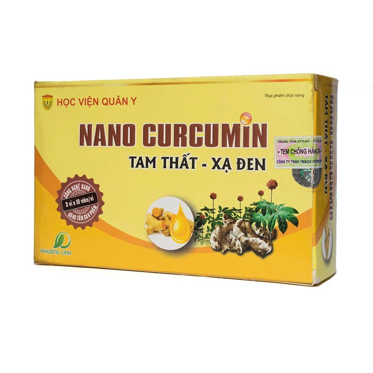 Viên uống Nano Curcumin Tam Thất Xạ Đen giảm nhanh triệu chứng đau dạ dày, tá tràng (3 vỉ x 10 viên)