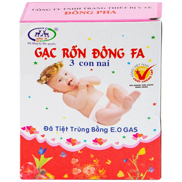 Gạc rốn Đông Fa 3 Con Nai bảo vệ vùng rốn và giữ ấm cho bé (100 hộp)