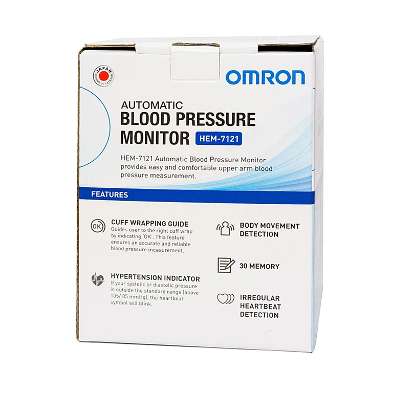 Máy đo huyết áp bắp tay tự động Omron HEM-7121 lưu 30 kết quả đo gần nhất