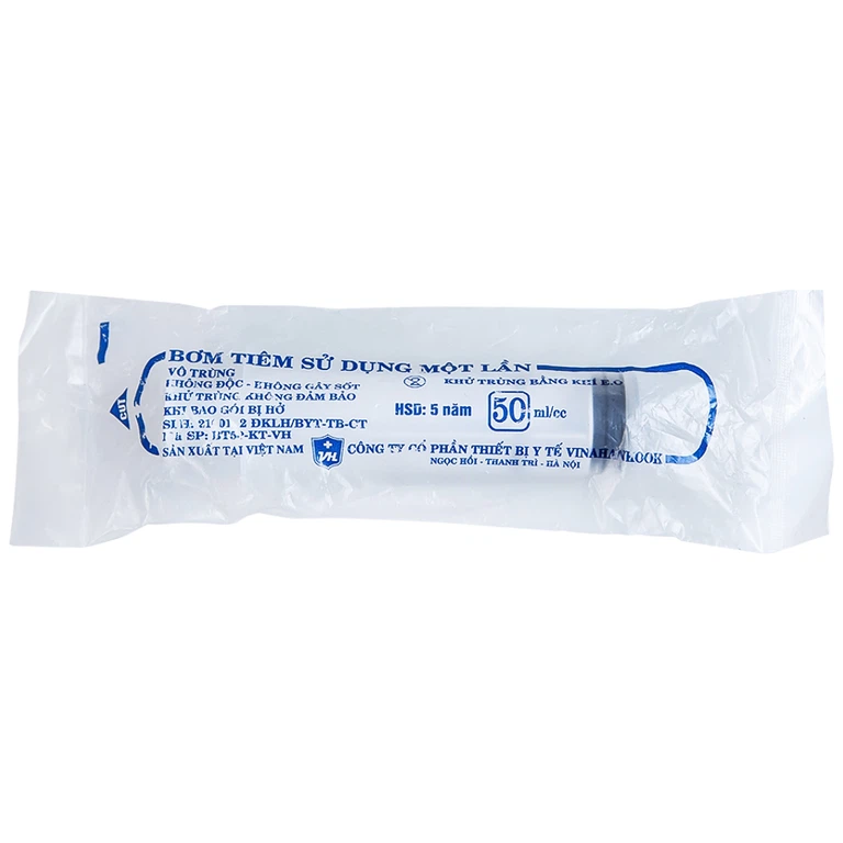 Bơm tiêm sử dụng một lần Vinahankook 50ml/cc được khử trùng bằng khí E.O (25 cái)