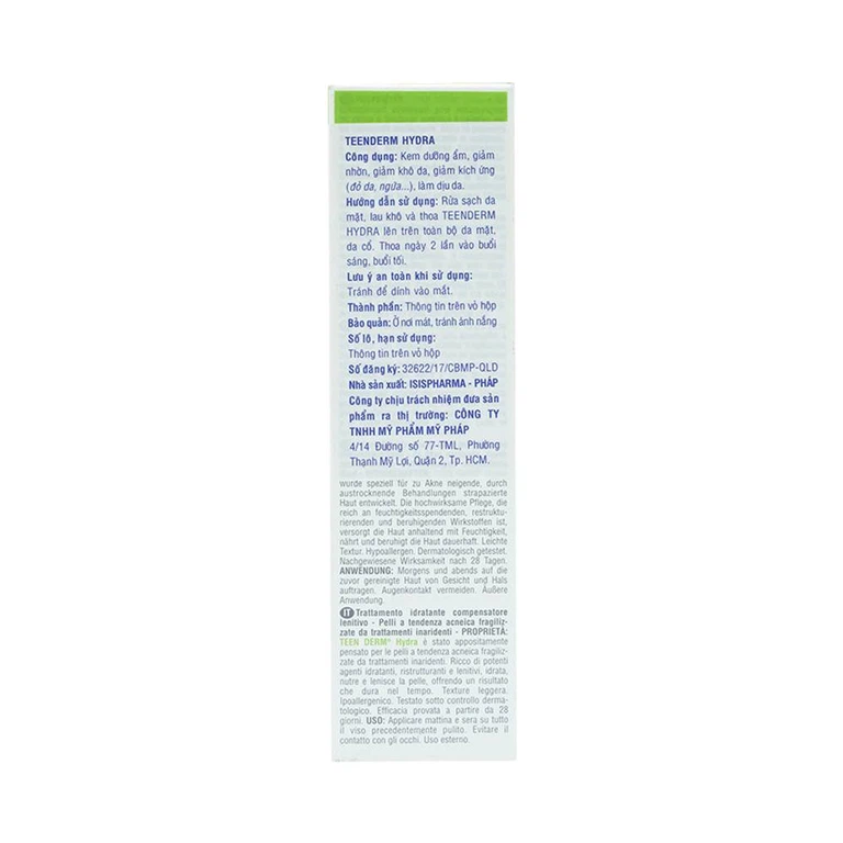 Kem Isis Pharma TeenDerm Hydra giúp dưỡng ẩm, giảm nhờn (40ml)