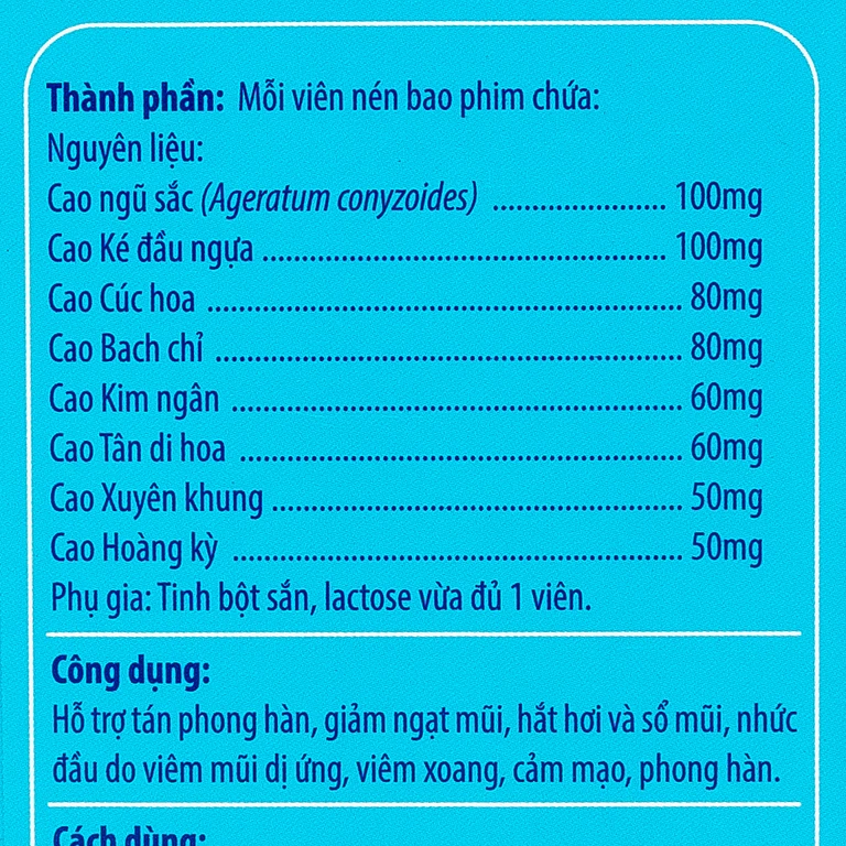 Viên uống Agera Extra Kingphar hỗ trợ giảm ngạt mũi, hắt hơi (50 viên)