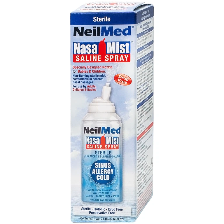 Dung dịch xịt rửa mũi NeilMed Nasa Mist làm ẩm và làm trơn mũi bị khô (75ml)