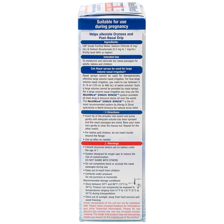Dung dịch xịt rửa mũi NeilMed Nasa Mist làm ẩm và làm trơn mũi bị khô (75ml)