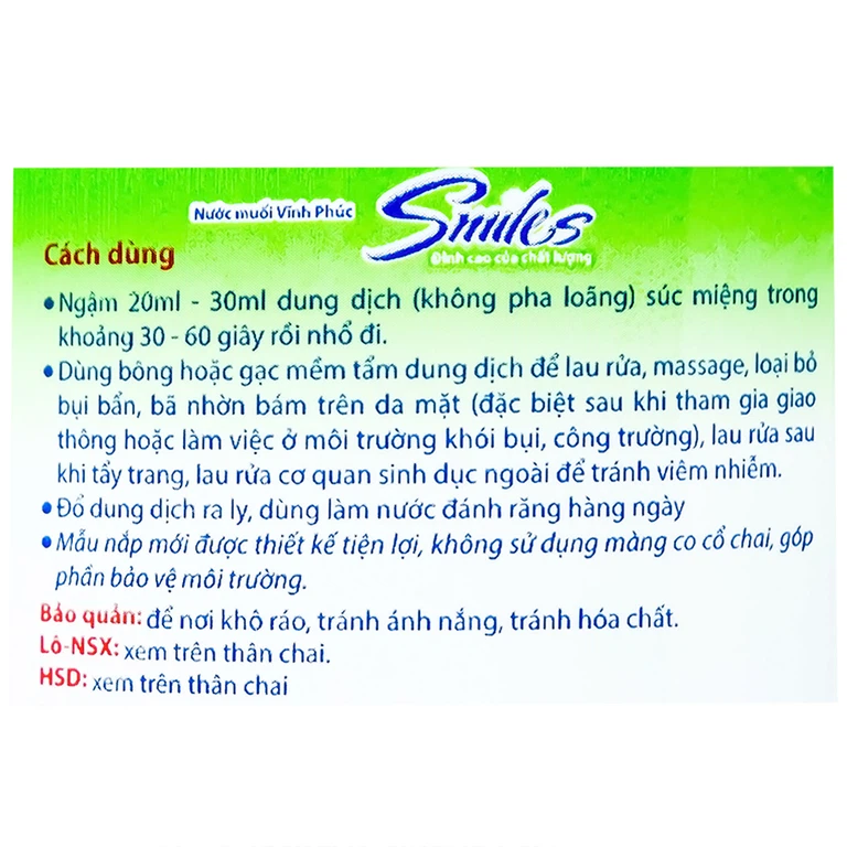 Nước muối Vĩnh Phúc Natri Clorid 0.9% sát trùng vết thương (12 chai)